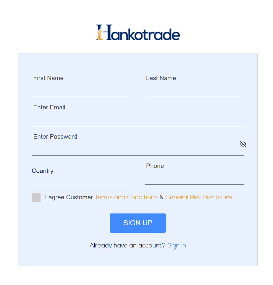 How to Open an Account on Hankotrade